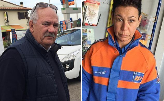 A destra Alessia Nuti, la benzinaia che ha fatto arrestato il ladro. A sinistra Giuseppino Nanni