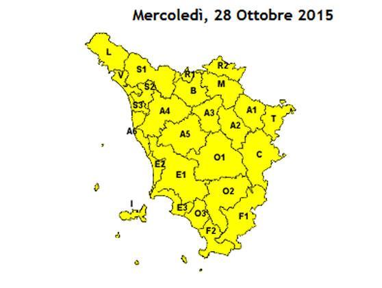 Maltempo in Toscana, scatta l'allerta "gialla"