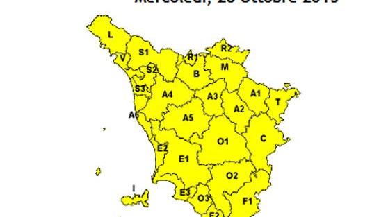 Maltempo in Toscana, scatta l'allerta "gialla"