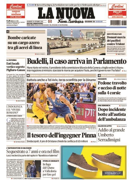 La Nuova Sardegna - Prima pagina - 30 ottobre 2015