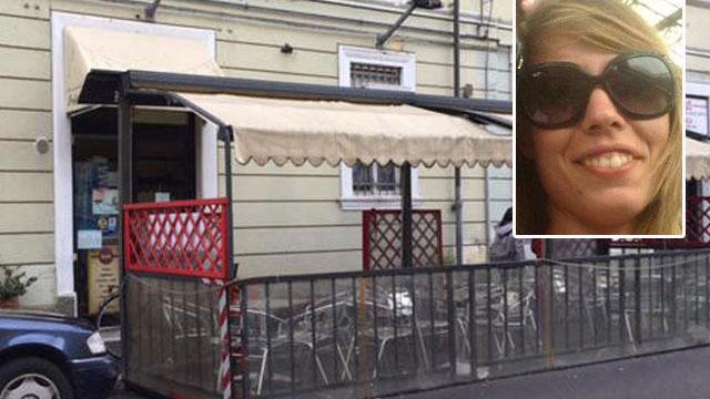 Il bar in via Trento e Elena Sgaragli in una foto da Facebook