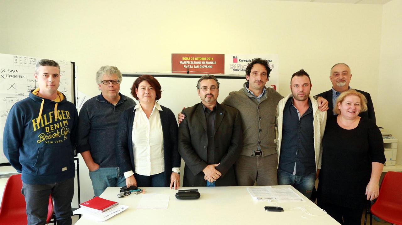 Da sinistra Ciampalini, Bagnoli, Giuliani, La Bruna, Fabozzi, Scardigli, Galgani e dietro Rossano Rossi