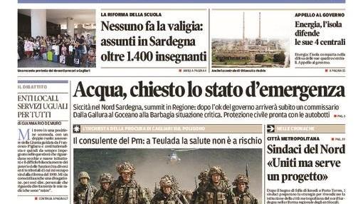 La Nuova Sardegna - Prima pagina - 11 novembre 2015
