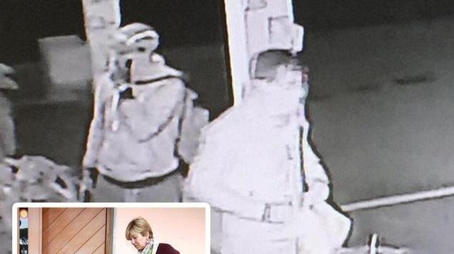 Un fotogramma dei ladri mentre sono all'interno del giardino della villa