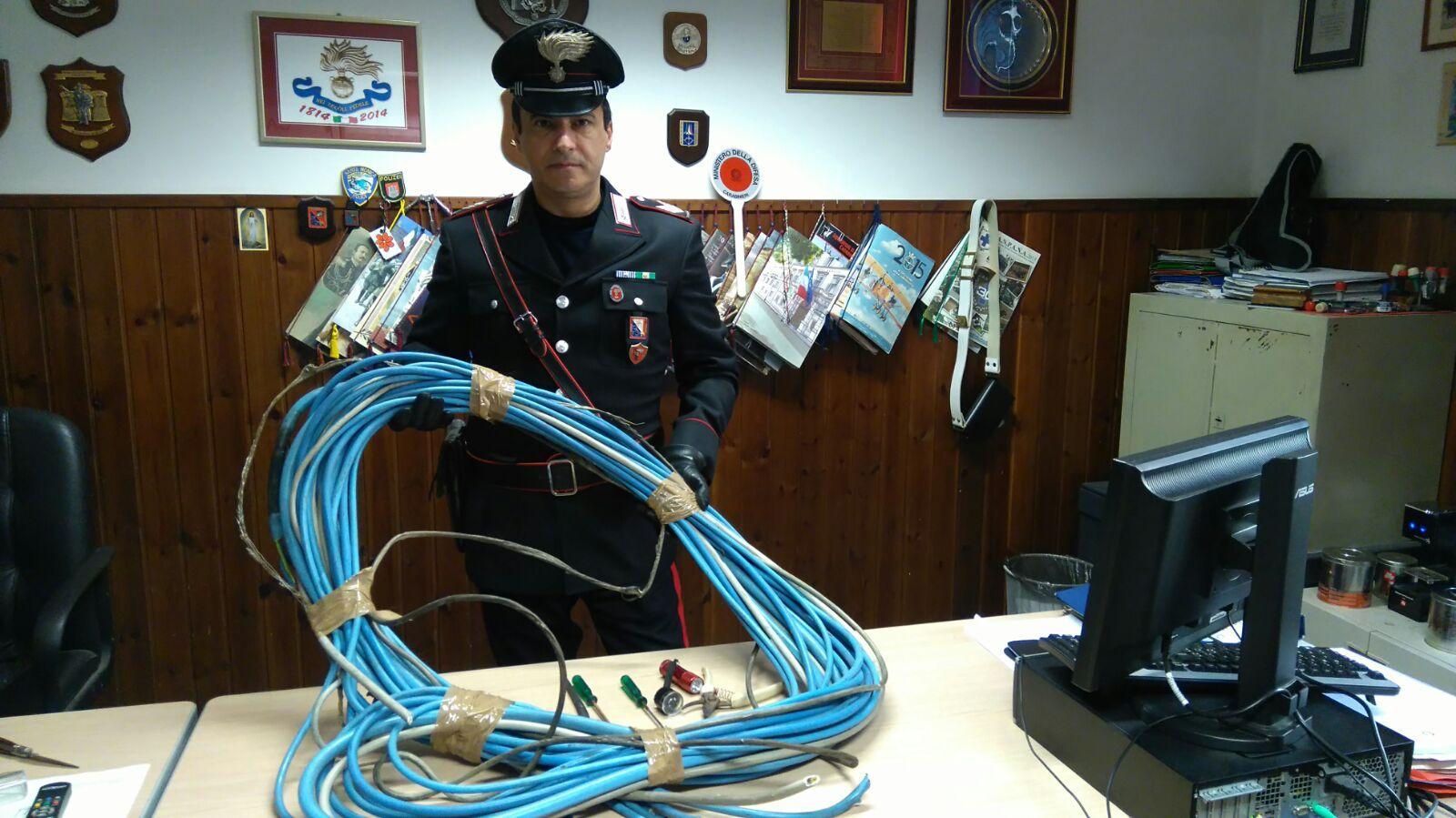 I cavi rinvenuti dai carabinieri