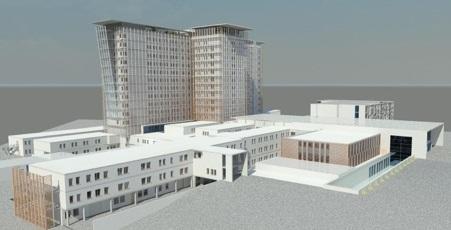 La simulazione virtuale del nuovo volto dell'ospedale San Francesco