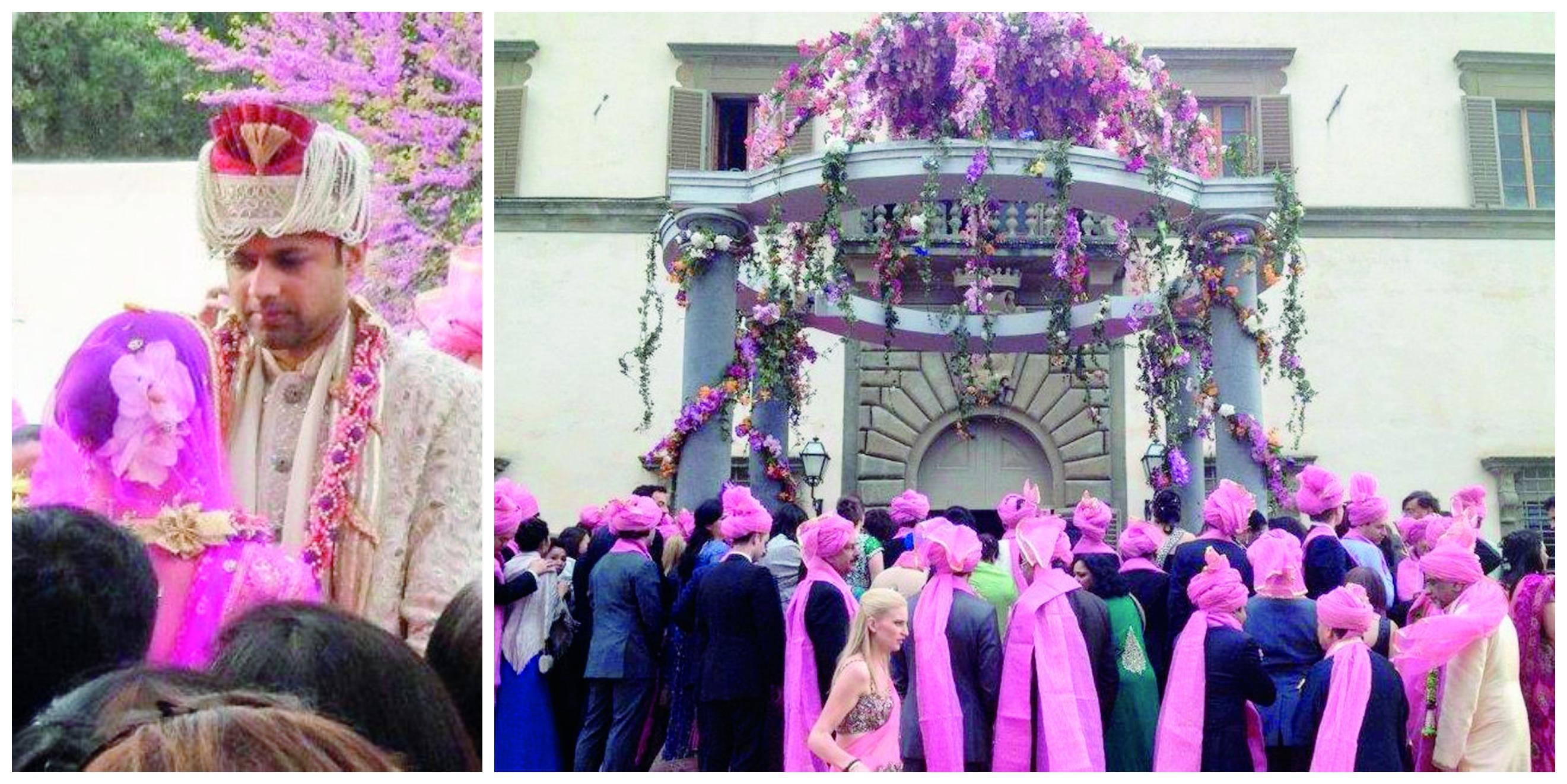 Il momento del sì e la festa per le nozze celebrate nell'aprile del 2013 a Palazzo Corsini
