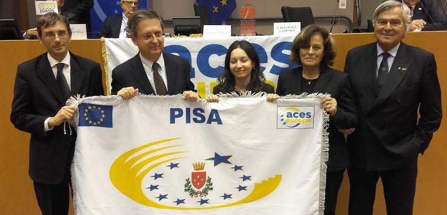 Città europea dello sport Pisa riceve a Bruxelles la bandiera ufficiale