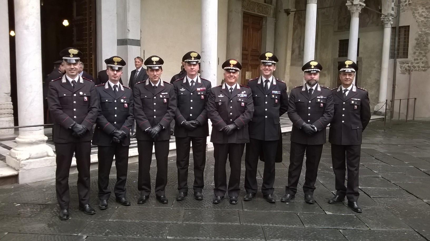I vertici dei reparti provinciali dell'Arma al termine della cerimonia in cattedrale