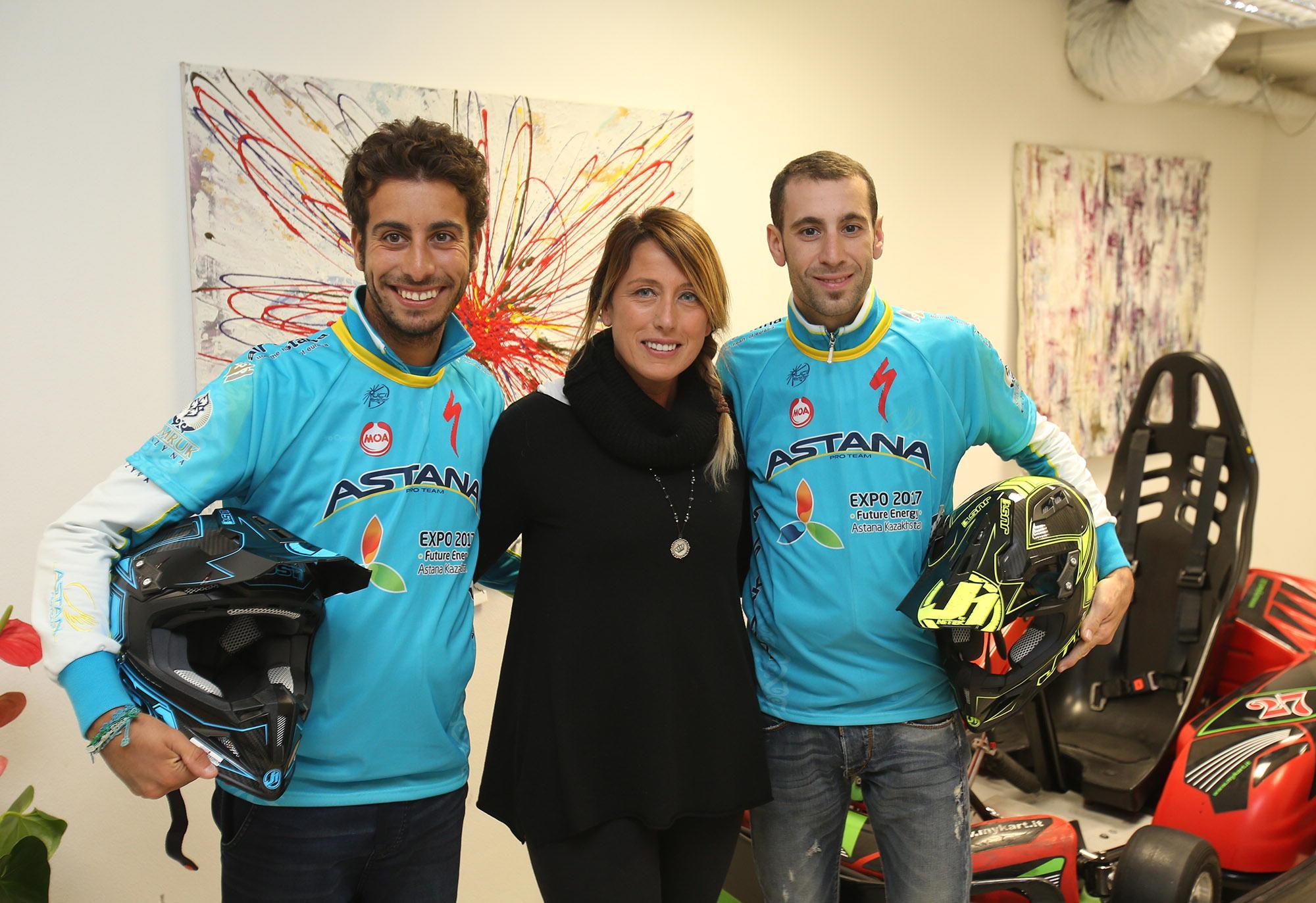 Nibali e Aru al kartodromo (foto Nucci)