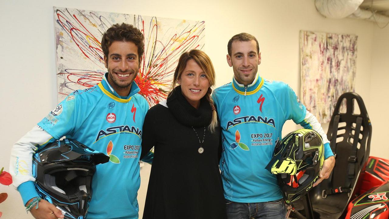 Nibali e Aru al kartodromo (foto Nucci)