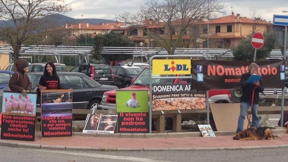 Sit-in animalista in via Montanara e al mattatoio