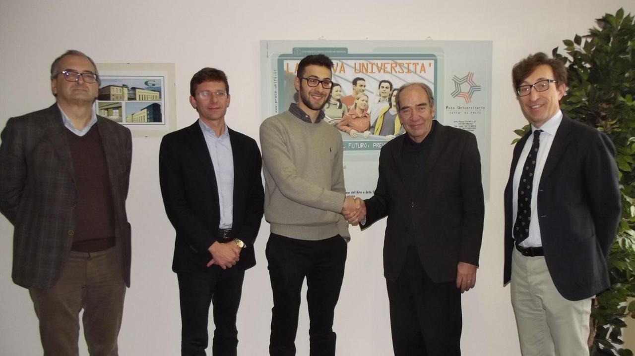 La premiazione di Andrea Capirchio all'Università di Prato