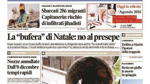 La Nuova Sardegna - Prima pagina - 5 dicembre 2015