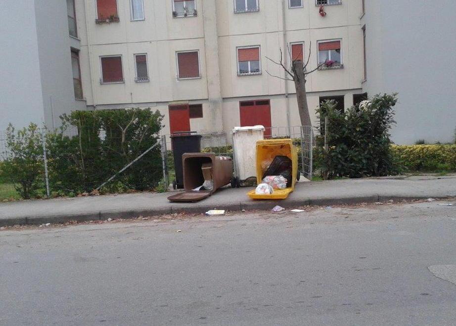 Ancora cassonetti rovesciati