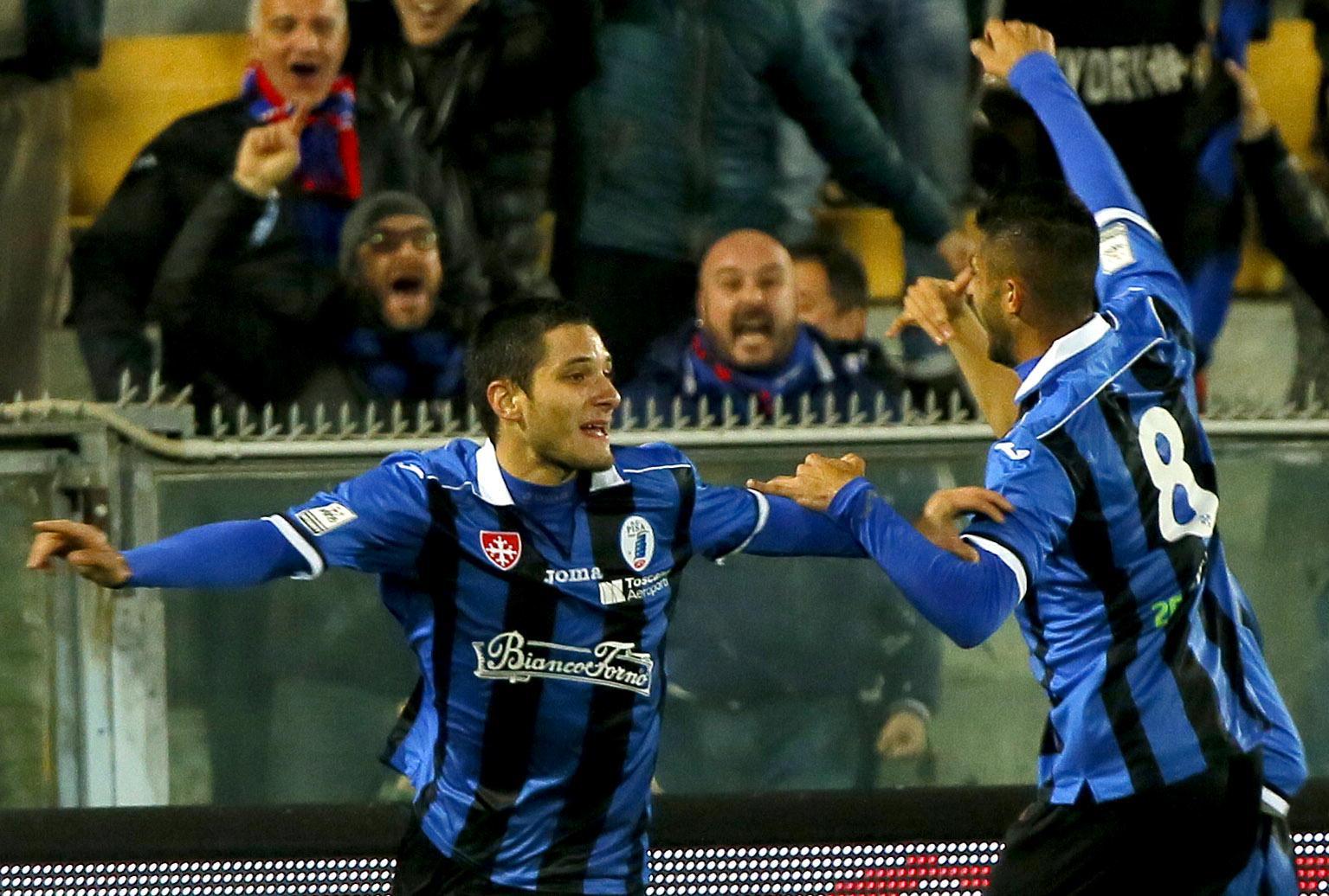 L'esultanza dei nerazzurri dopo il gol
