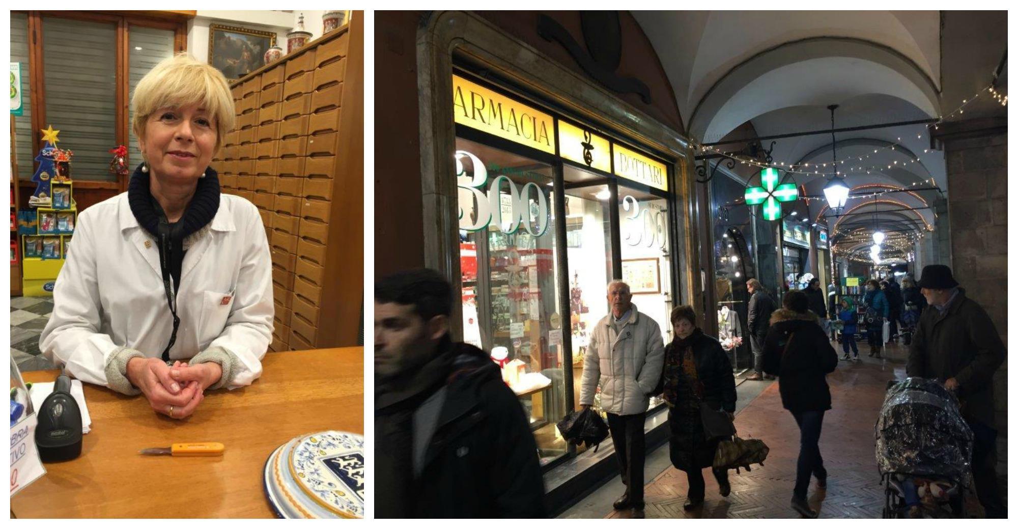 Paola Acerboni, la farmacista aggredita e l'ingresso della Farmacia Bottari 