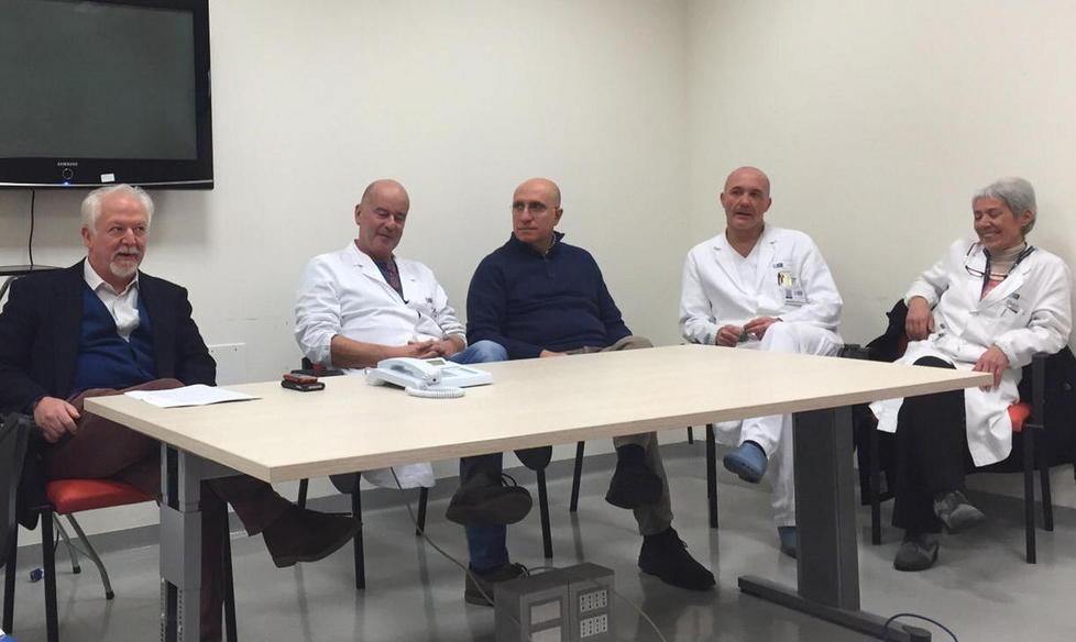 Alcuni dei medici dell'Intersindacale presenti alla conferenza. A sinistra Catalani