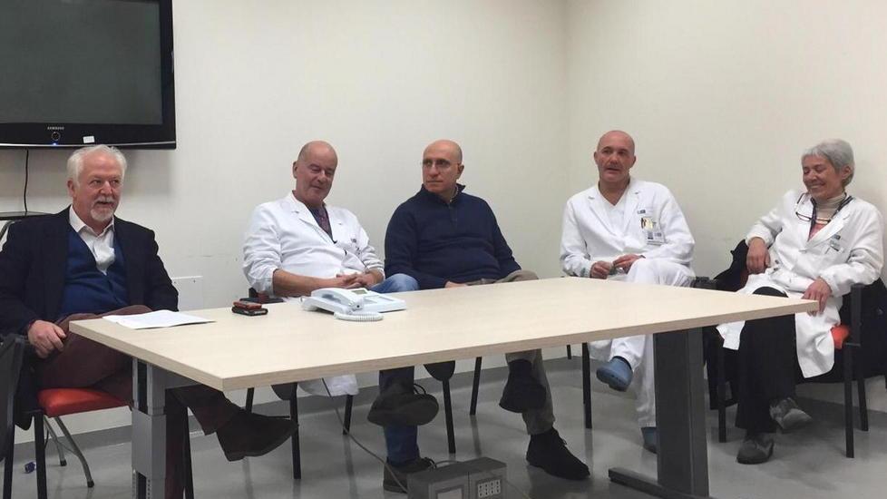Alcuni dei medici dell'Intersindacale presenti alla conferenza. A sinistra Catalani