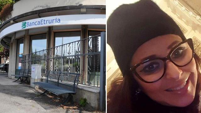 La filiale della Banca Etruria in via Gramsci e Sandra Piani