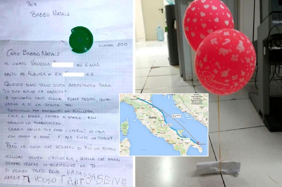 La letterina a Babbo Natale di una bimba vola da Scandiano fino a Brindisi 