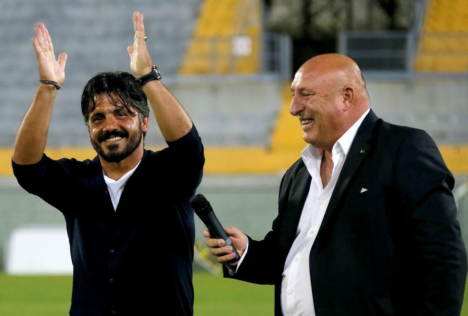 Lucchesi con l'allenatore nerazzurro Gattuso (foto Muzzi)