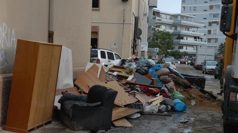 Un'immagine dei danni dell'alluvione 2013 a Olbia