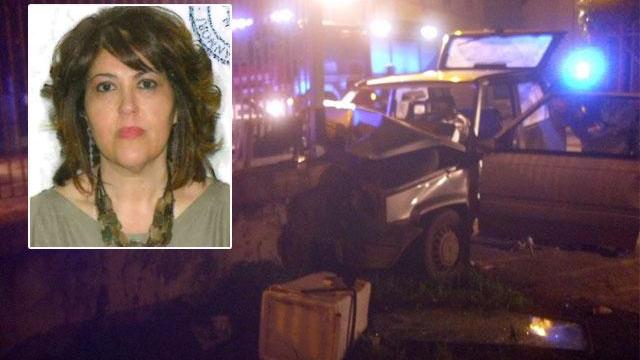 Mara Ponziani e l'auto contro il muro