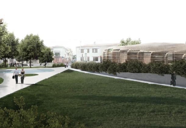 Il centro diurno per anziani nel parco di via Cividale, visto dall’esterno