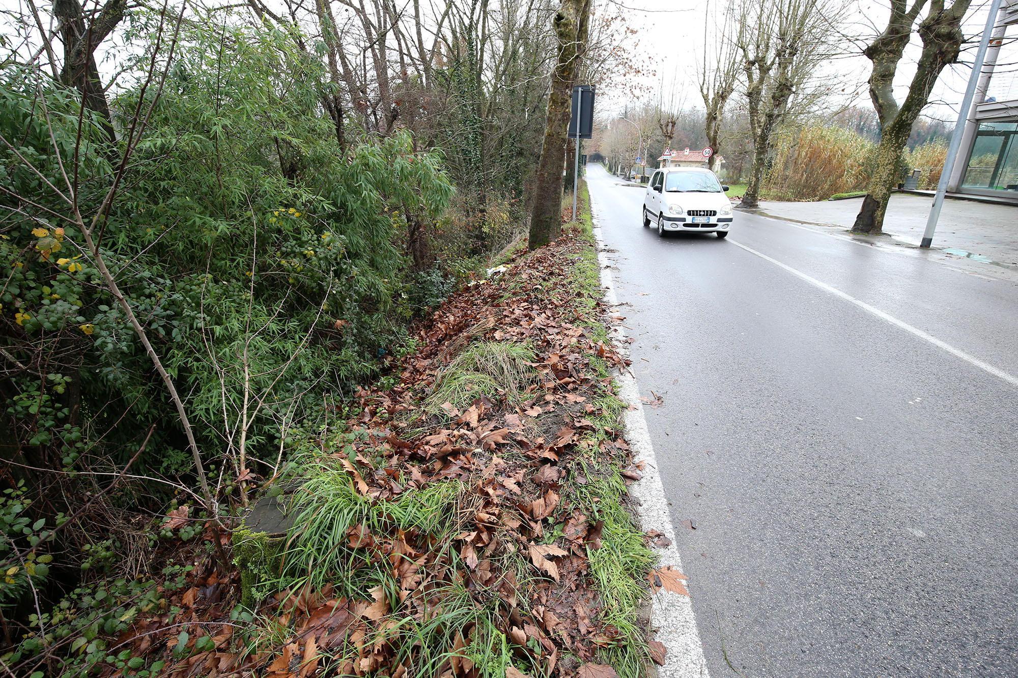 Il punto in cui l'auto è finita fuori strada (foto Nucci)
