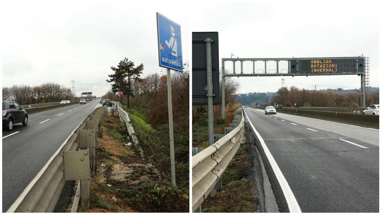 L’area dov'era l’autovelox a Montelupo e quello dove sarà posizionato vicino allo svincolo Empoli Est (Foto Agenzia Carlo Sestini)