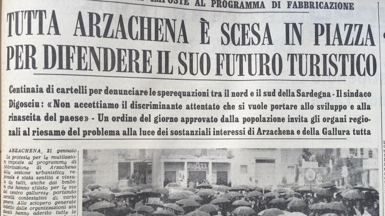 La cronaca della Nuova Sardegna del 22 gennaio 1971 sullo sciopero di Arzachena