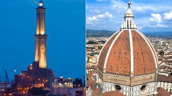La Lanterna simbolo di Genova e la Cupola del Brunelleschi