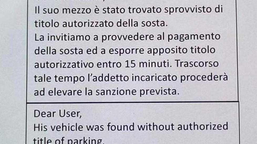 Biglietto in inglese maccheronico Viviani si scusa