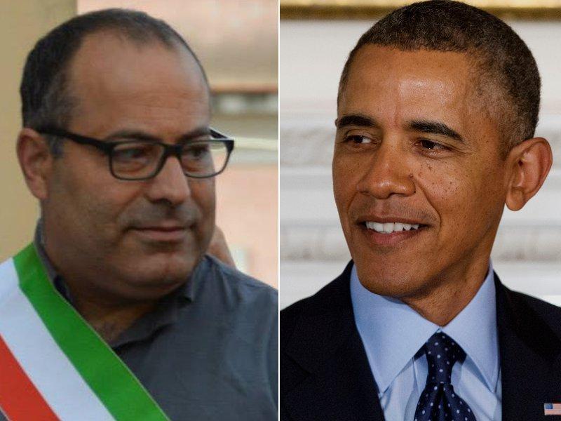  Il sindaco di Gonnosfanadiga Fausto Orrù e il presidente Usa Barack Obama