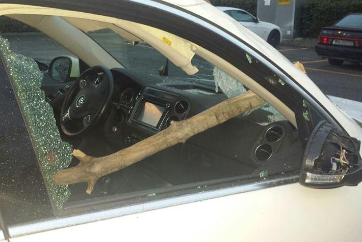 Ramo “sventra” un’auto in corsa 