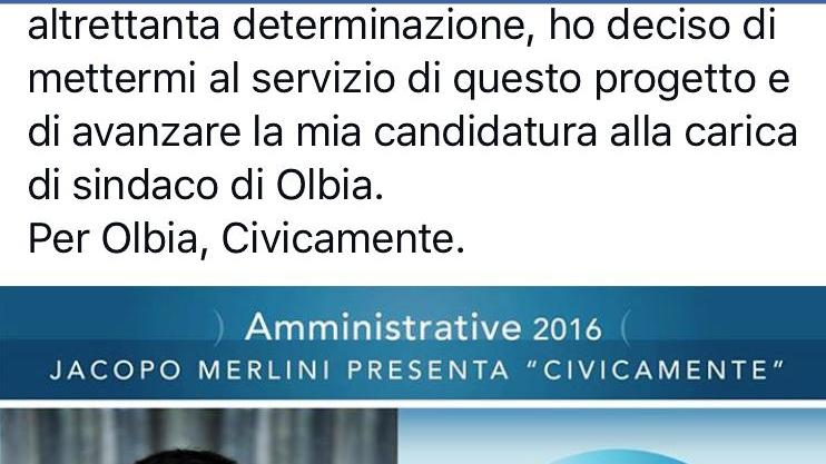 Il post su Facebook di Jacopo Merlini