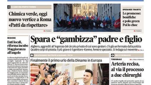 La Nuova Sardegna - Prima pagina - 14 gennaio 2016