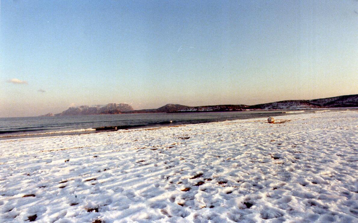 La neve sulla spiaggia di Pittulongu a Olbia nel gennaio del 1985 (Foto Gavino Sanna)