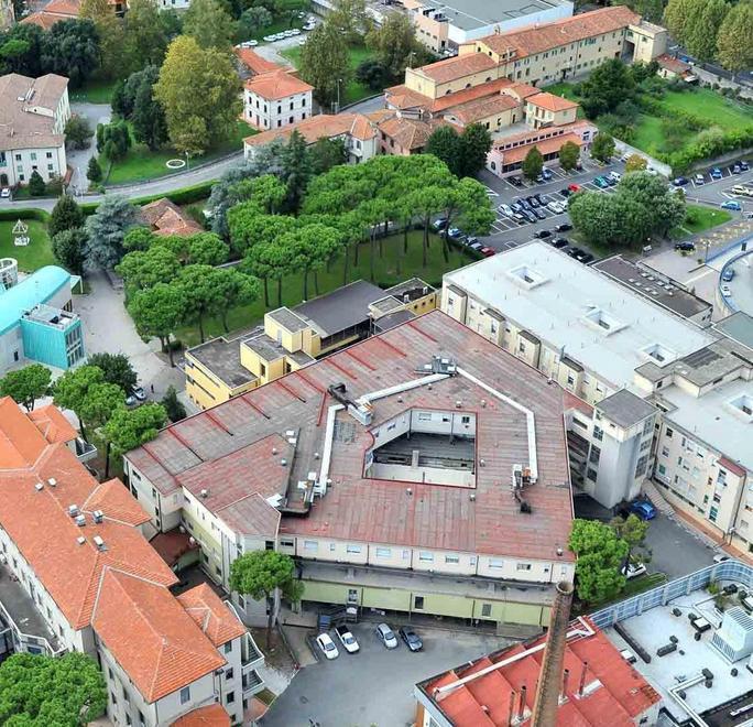 I padiglioni dell'ex ospedale del Ceppo visti dall'alto (foto Gori)