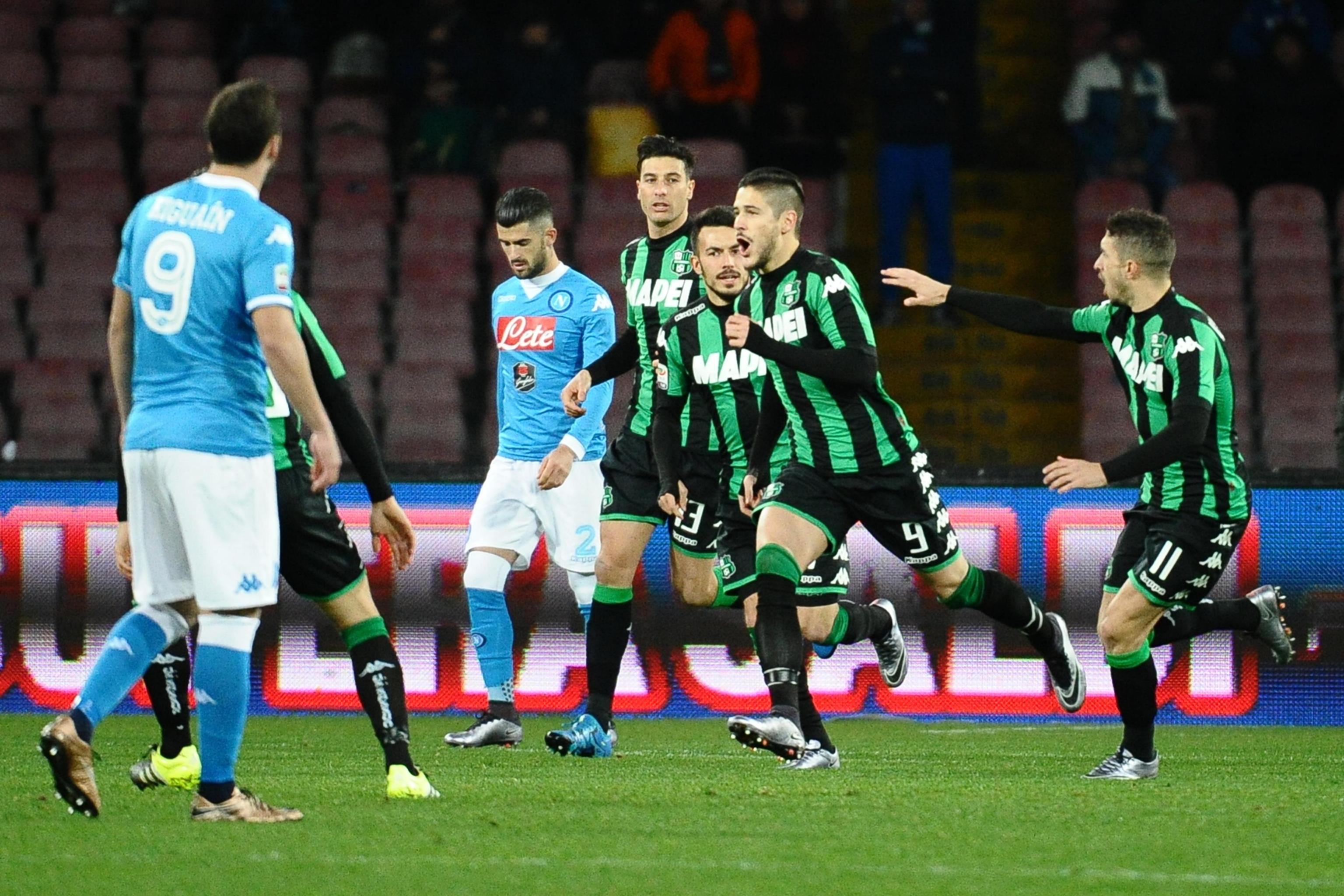 Il Sassuolo si arrende a Napoli 3-1 
