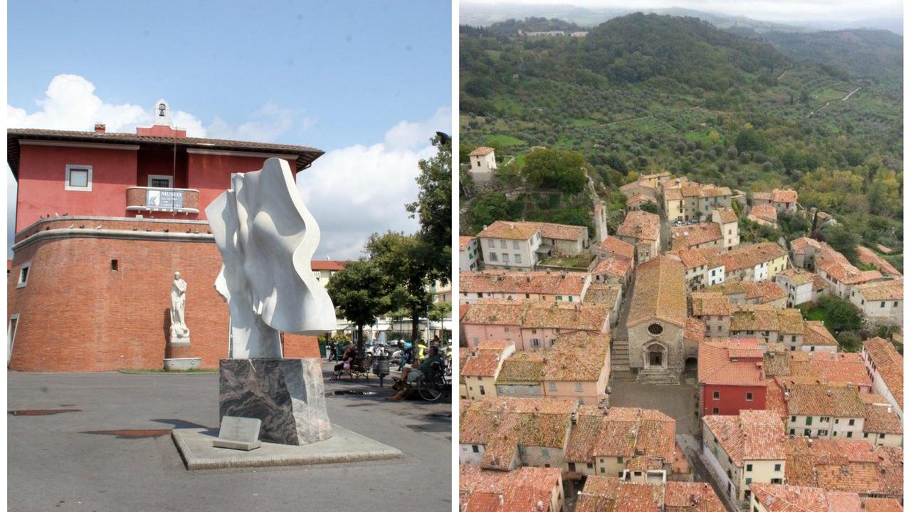 Un'immagine di Forte dei Marmi (il secondo comune più ricco) e una di Roccalbegna (il più povero)