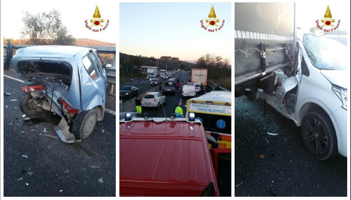 Incidente tra 7 mezzi, Fi-Pi-Li chiusa tra Ginestra e Lastra a Signa 