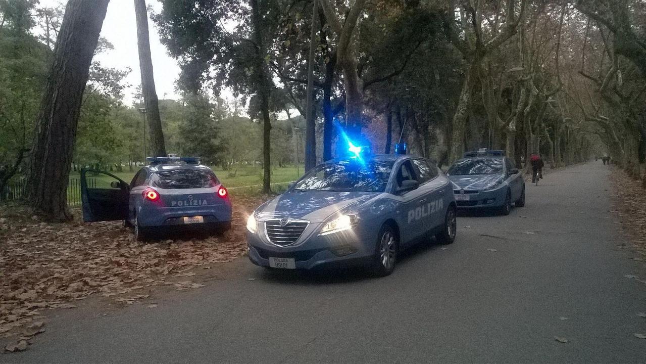 Pattuglie della polizia in pineta
