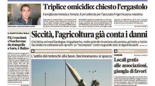 La Nuova Sardegna - Prima pagina - 26 gennaio 2016 