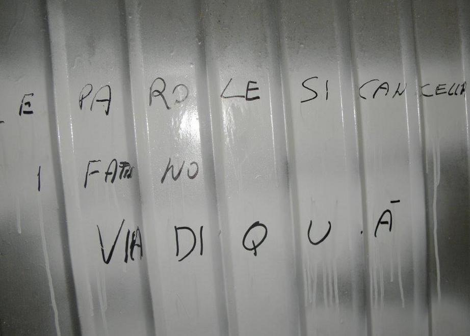 Le scritte di minacce