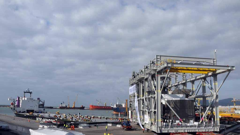 Un modulo della General Electric pronto per l’imbarco