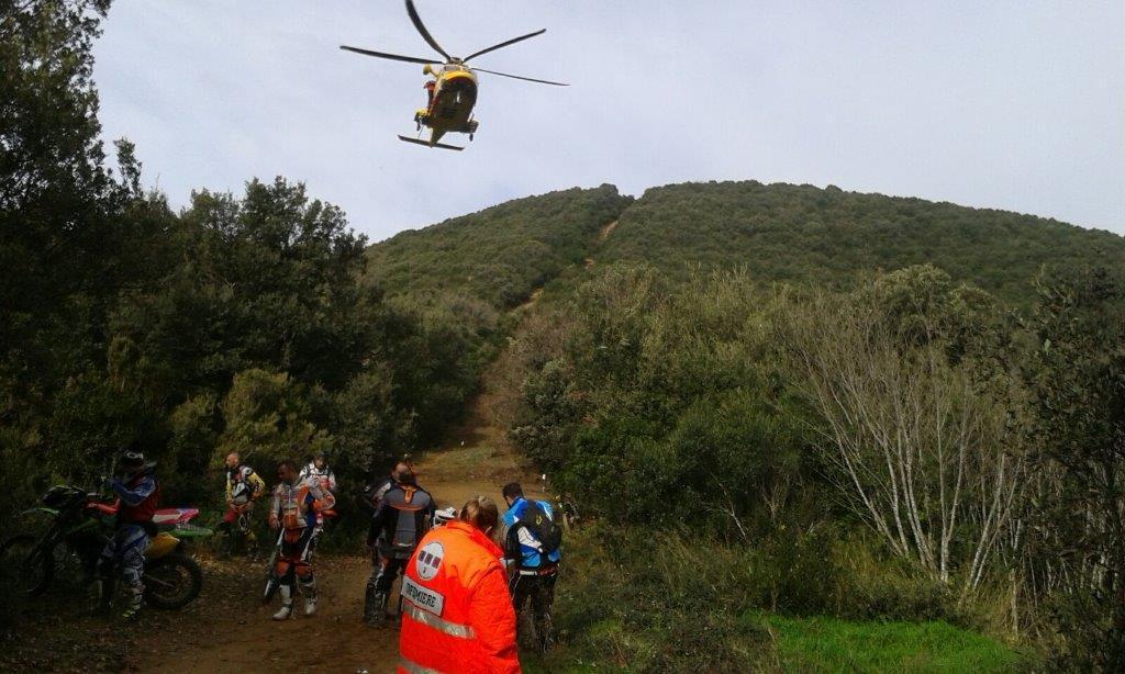 L'arrivo dell'elisoccorso Pegaso sul luogo dell'incidente