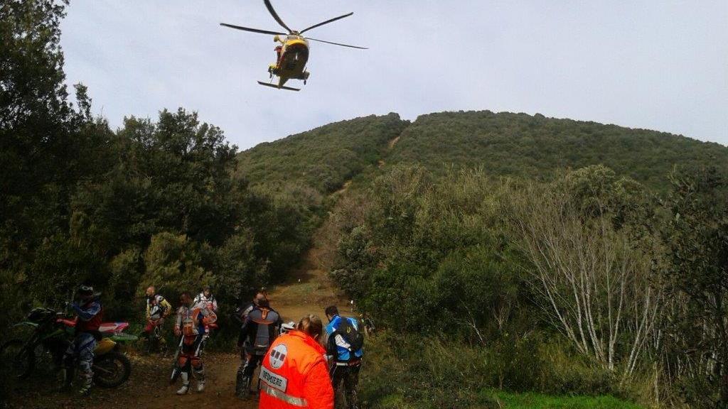 L'arrivo dell'elisoccorso Pegaso sul luogo dell'incidente