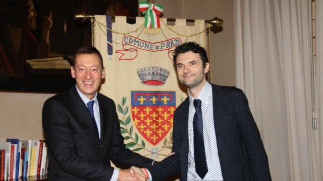 Il sindaco Matteo Biffoni insieme al nuovo questore Paolo Rossi